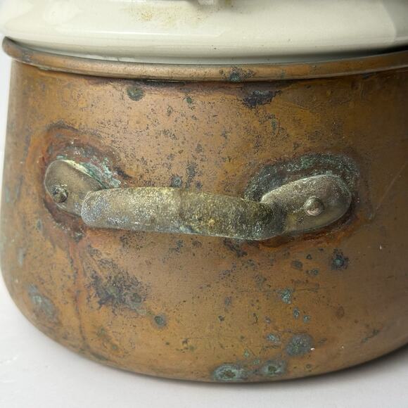 DOUBLE BOILER CERAMIC LINED COPPER BRASS VINTAGE - Picture 7 of 14